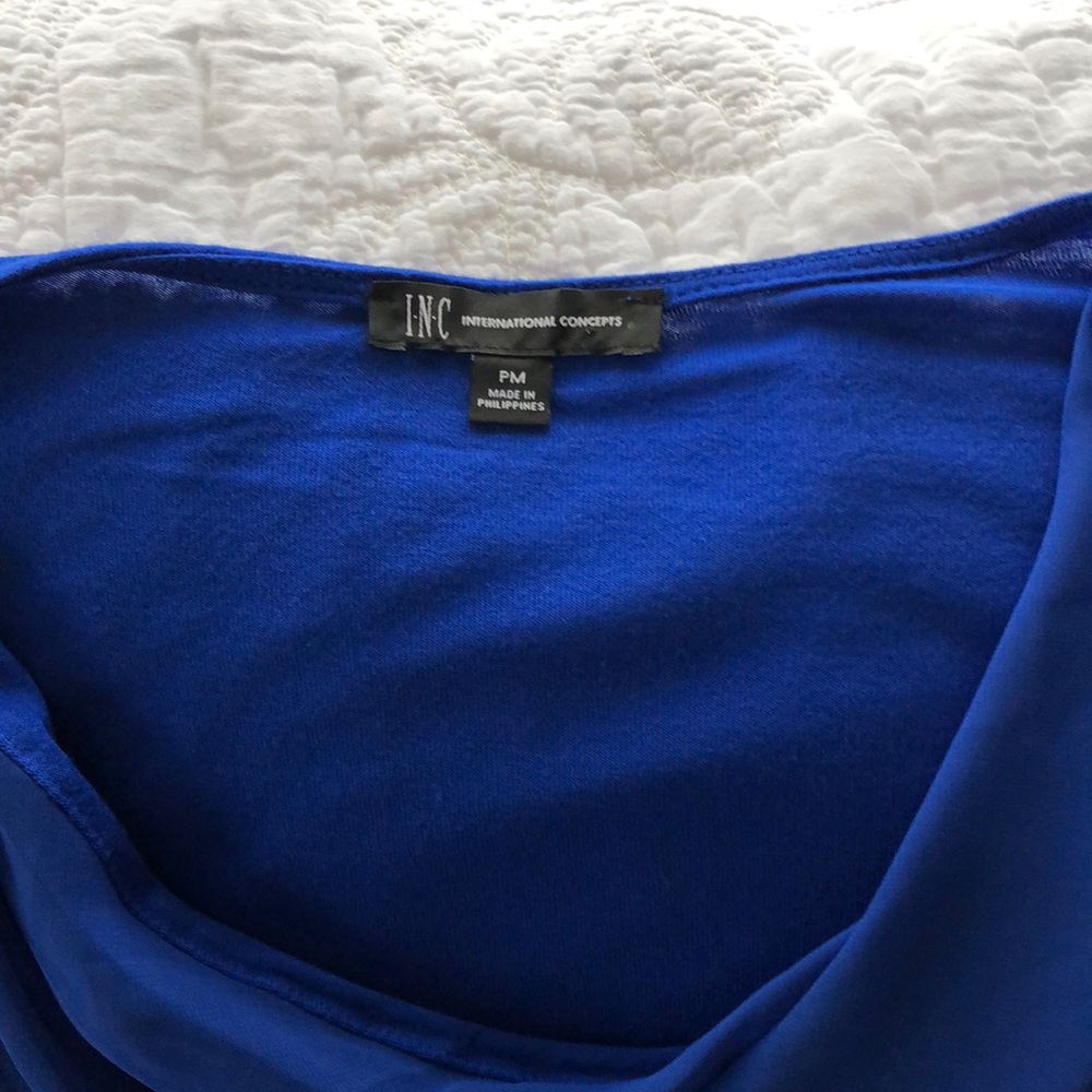 I.N.C NWOT BlUE  scoop neck  long sleeve top - Picture 3 of 5